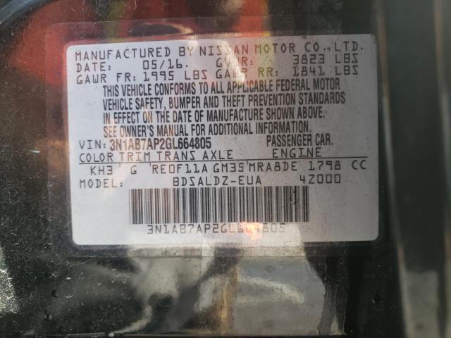 Photo 9 VIN: 3N1AB7AP2GL664805 - NISSAN SENTRA S 