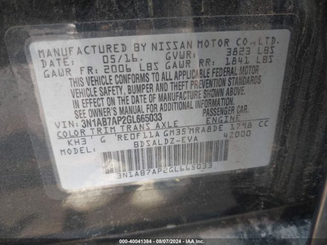 Photo 8 VIN: 3N1AB7AP2GL665033 - NISSAN SENTRA 