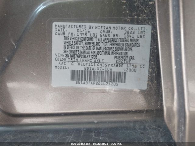 Photo 8 VIN: 3N1AB7AP2GL671205 - NISSAN SENTRA 