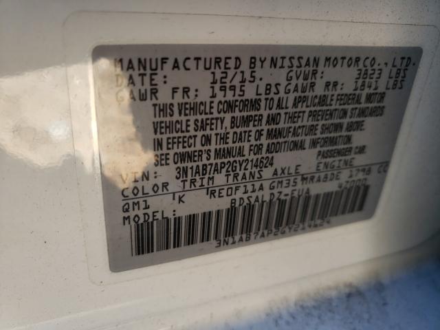 Photo 9 VIN: 3N1AB7AP2GY214624 - NISSAN SENTRA S 