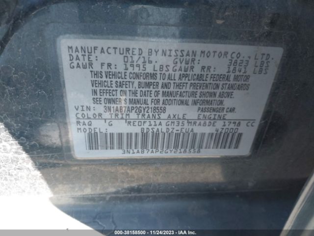 Photo 8 VIN: 3N1AB7AP2GY218558 - NISSAN SENTRA 