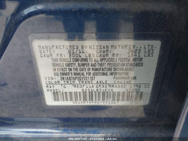 Photo 8 VIN: 3N1AB7AP2GY221167 - NISSAN SENTRA 