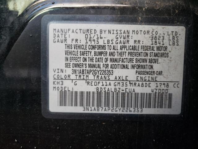 Photo 9 VIN: 3N1AB7AP2GY226353 - NISSAN SENTRA S 