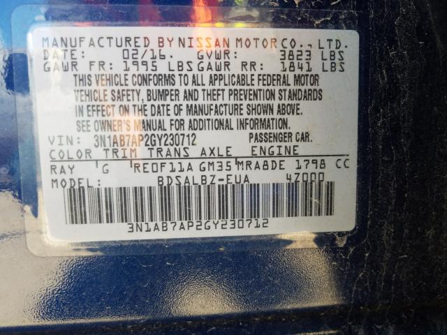 Photo 9 VIN: 3N1AB7AP2GY230712 - NISSAN SENTRA S 