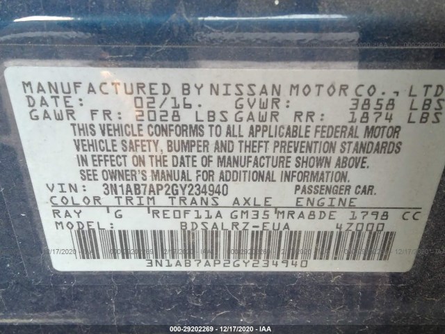 Photo 8 VIN: 3N1AB7AP2GY234940 - NISSAN SENTRA 