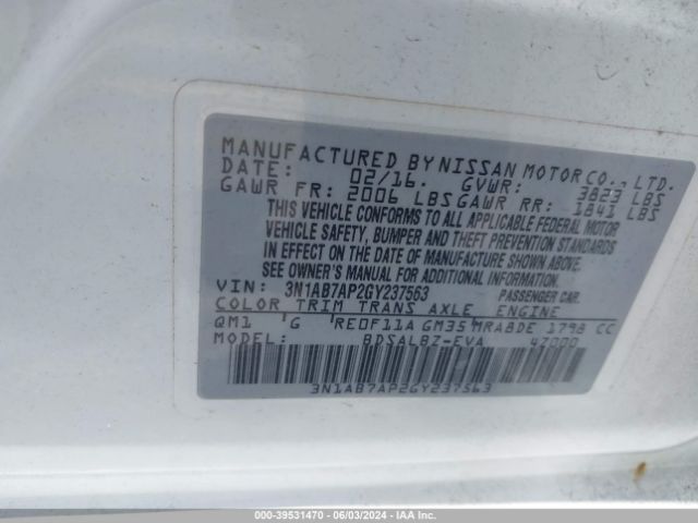 Photo 8 VIN: 3N1AB7AP2GY237563 - NISSAN SENTRA 