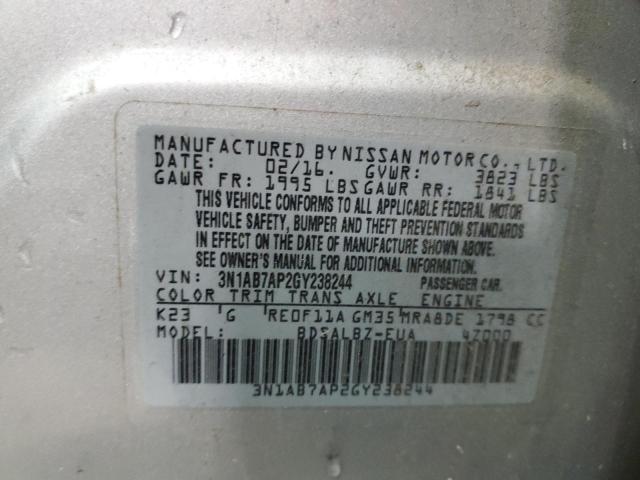 Photo 11 VIN: 3N1AB7AP2GY238244 - NISSAN SENTRA S 