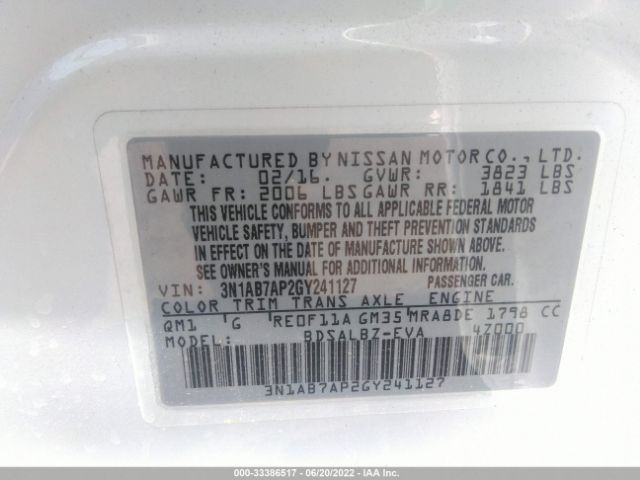 Photo 8 VIN: 3N1AB7AP2GY241127 - NISSAN SENTRA 