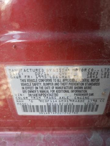 Photo 9 VIN: 3N1AB7AP2GY242780 - NISSAN SENTRA S 