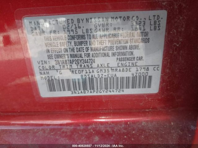 Photo 8 VIN: 3N1AB7AP2GY244724 - NISSAN SENTRA 