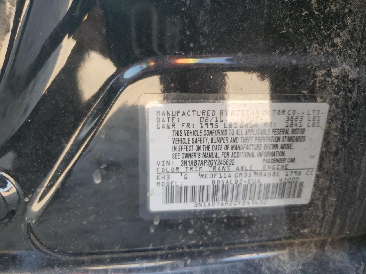 Photo 11 VIN: 3N1AB7AP2GY245632 - NISSAN SENTRA 