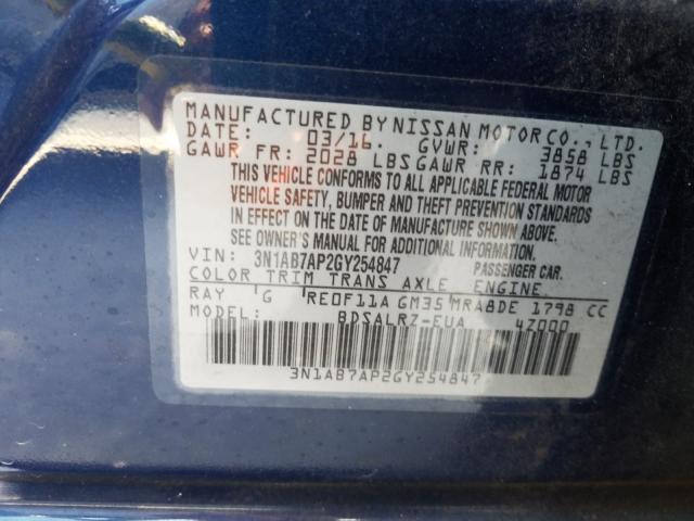 Photo 9 VIN: 3N1AB7AP2GY254847 - NISSAN SENTRA S 