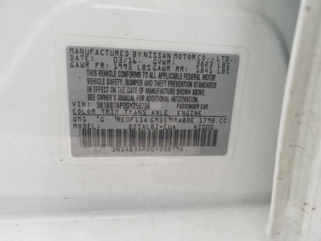 Photo 9 VIN: 3N1AB7AP2GY258798 - NISSAN SENTRA S 