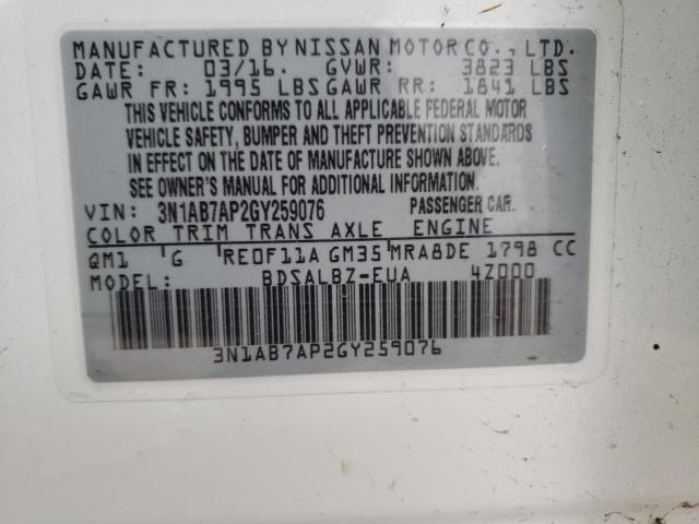 Photo 9 VIN: 3N1AB7AP2GY259076 - NISSAN SENTRA S 