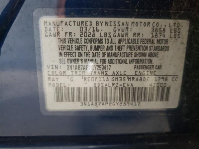 Photo 9 VIN: 3N1AB7AP2GY259417 - NISSAN SENTRA S 