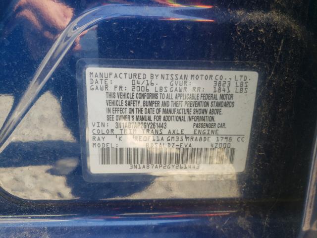 Photo 9 VIN: 3N1AB7AP2GY261443 - NISSAN SENTRA 