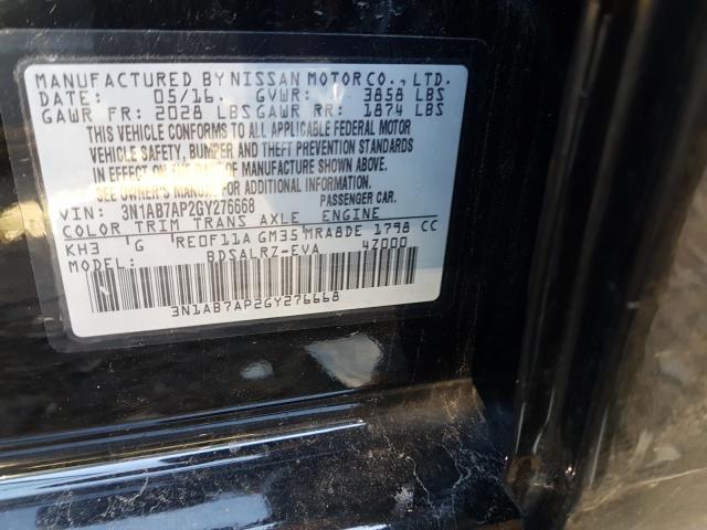 Photo 9 VIN: 3N1AB7AP2GY276668 - NISSAN SENTRA S 