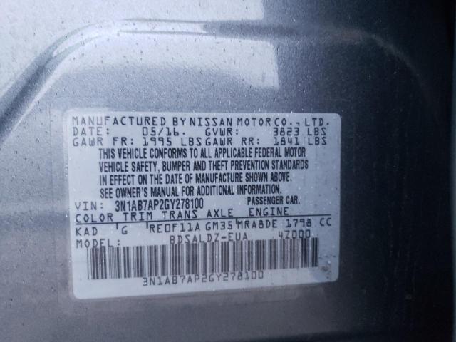 Photo 11 VIN: 3N1AB7AP2GY278100 - NISSAN SENTRA S 