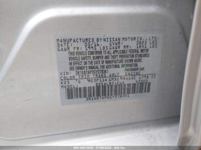 Photo 8 VIN: 3N1AB7AP2GY278341 - NISSAN SENTRA 