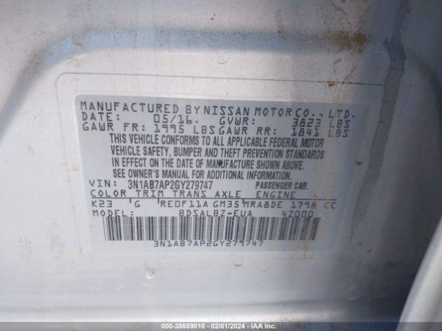 Photo 8 VIN: 3N1AB7AP2GY279747 - NISSAN SENTRA 