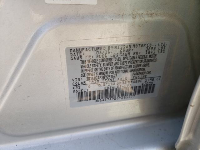 Photo 9 VIN: 3N1AB7AP2GY281577 - NISSAN SENTRA S 