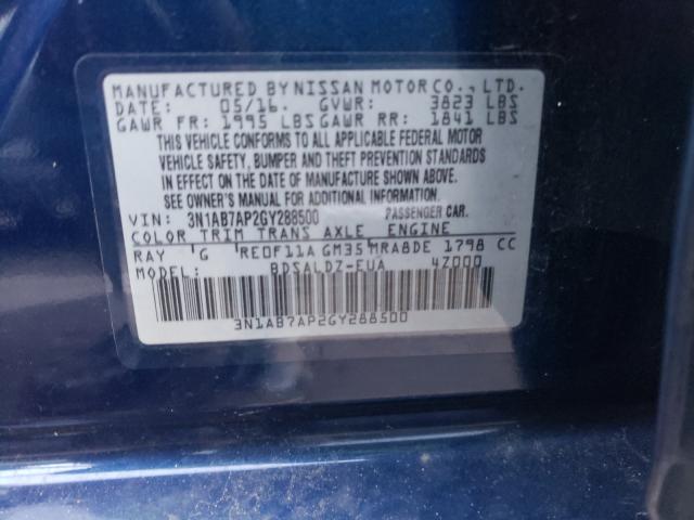 Photo 9 VIN: 3N1AB7AP2GY288500 - NISSAN SENTRA S 