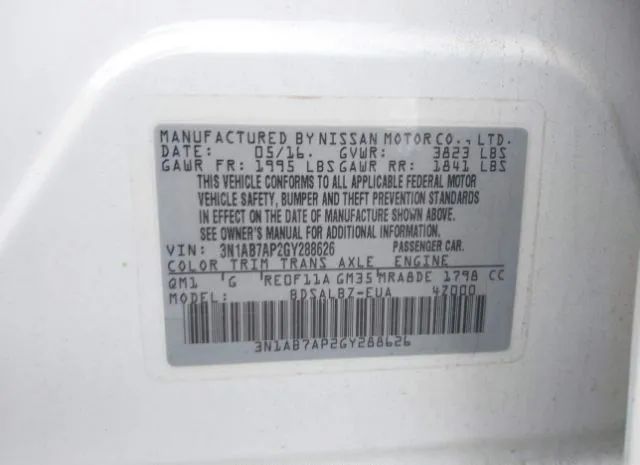 Photo 8 VIN: 3N1AB7AP2GY288626 - NISSAN SENTRA 