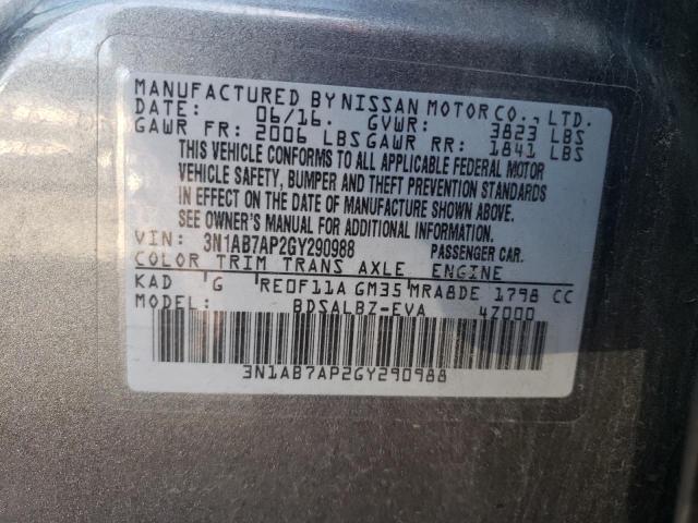 Photo 9 VIN: 3N1AB7AP2GY290988 - NISSAN SENTRA S 