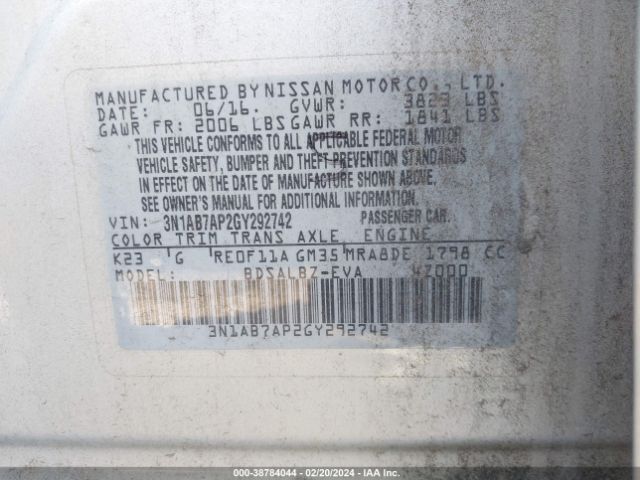 Photo 8 VIN: 3N1AB7AP2GY292742 - NISSAN SENTRA 