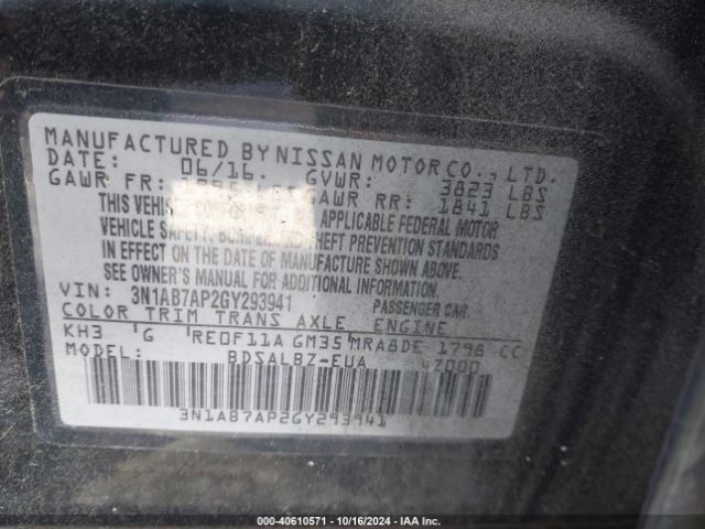 Photo 8 VIN: 3N1AB7AP2GY293941 - NISSAN SENTRA 