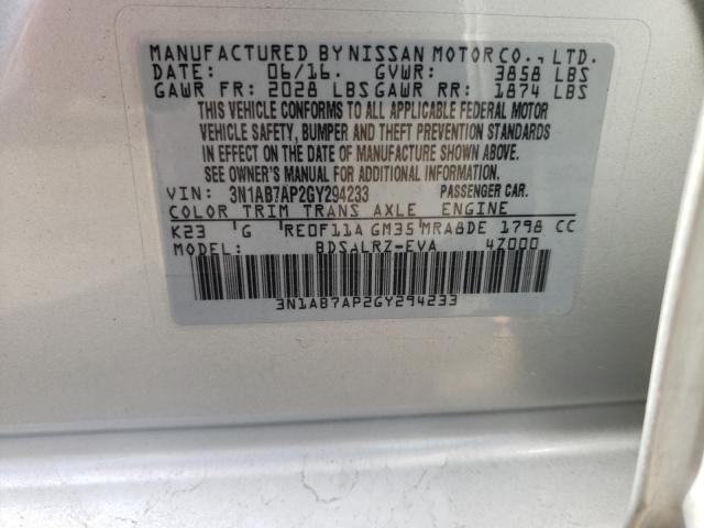 Photo 9 VIN: 3N1AB7AP2GY294233 - NISSAN SENTRA S 