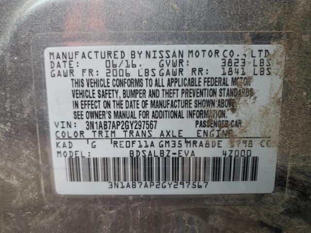 Photo 9 VIN: 3N1AB7AP2GY297567 - NISSAN SENTRA S 