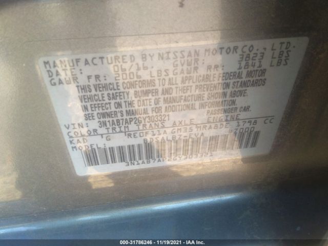 Photo 8 VIN: 3N1AB7AP2GY303321 - NISSAN SENTRA 