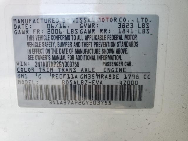 Photo 11 VIN: 3N1AB7AP2GY303755 - NISSAN SENTRA 