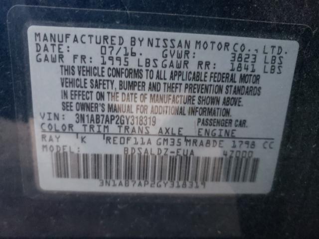 Photo 9 VIN: 3N1AB7AP2GY318319 - NISSAN SENTRA S 