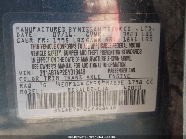 Photo 8 VIN: 3N1AB7AP2GY318448 - NISSAN SENTRA 