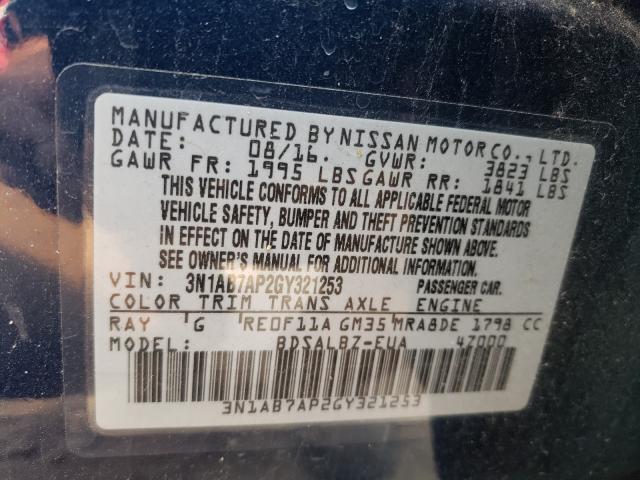 Photo 9 VIN: 3N1AB7AP2GY321253 - NISSAN SENTRA S 