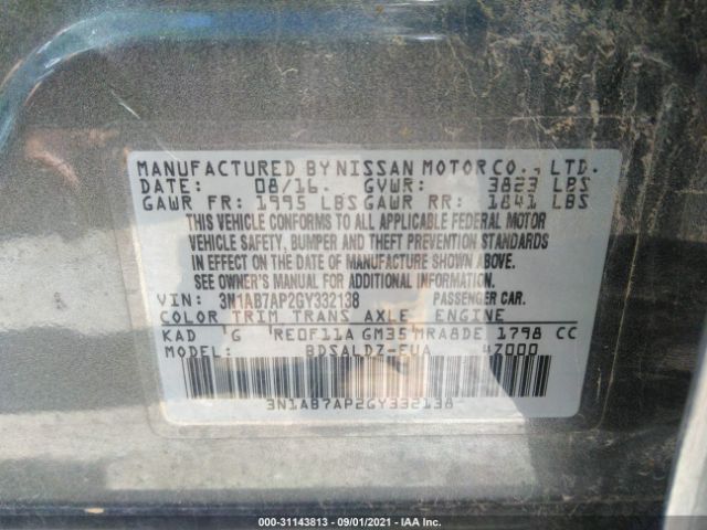 Photo 8 VIN: 3N1AB7AP2GY332138 - NISSAN SENTRA 