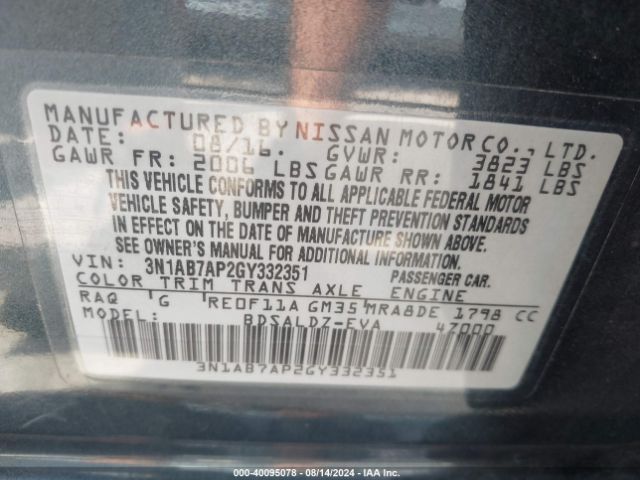 Photo 8 VIN: 3N1AB7AP2GY332351 - NISSAN SENTRA 