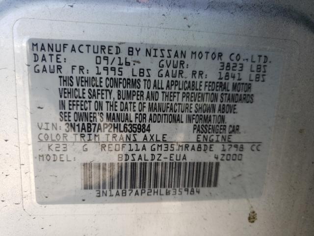 Photo 9 VIN: 3N1AB7AP2HL635984 - NISSAN SENTRA 