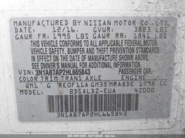 Photo 8 VIN: 3N1AB7AP2HL665843 - NISSAN SENTRA 