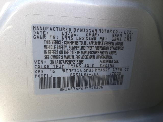 Photo 9 VIN: 3N1AB7AP2HY215306 - NISSAN SENTRA S 