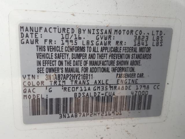 Photo 9 VIN: 3N1AB7AP2HY216911 - NISSAN SENTRA S 