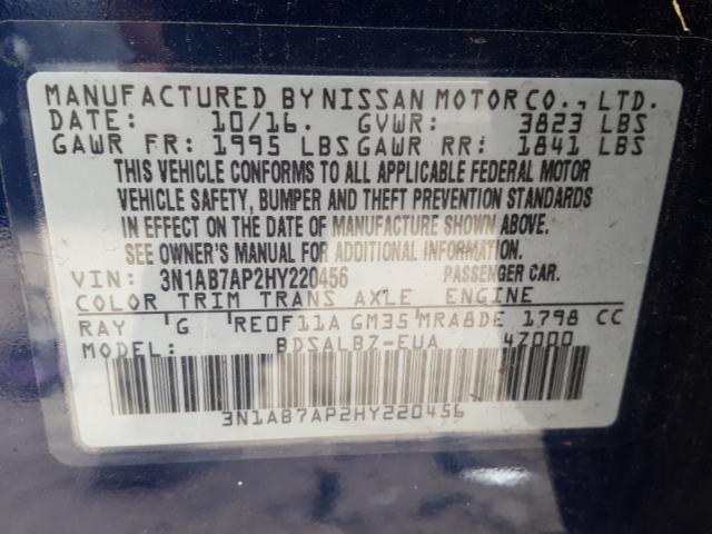 Photo 9 VIN: 3N1AB7AP2HY220456 - NISSAN SENTRA S 