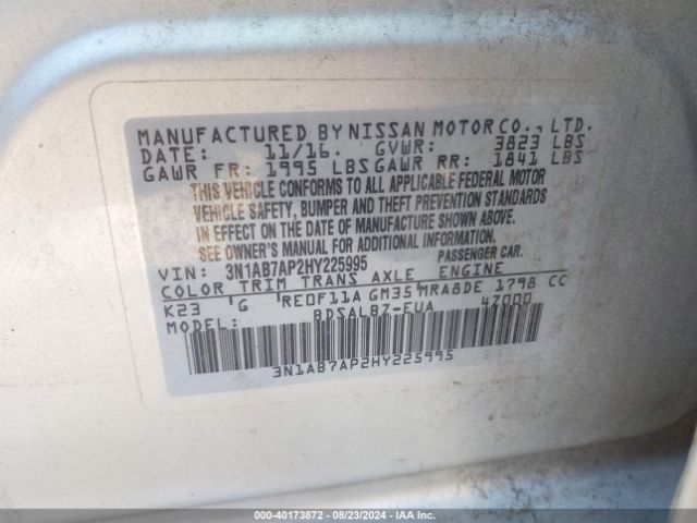 Photo 8 VIN: 3N1AB7AP2HY225995 - NISSAN SENTRA 