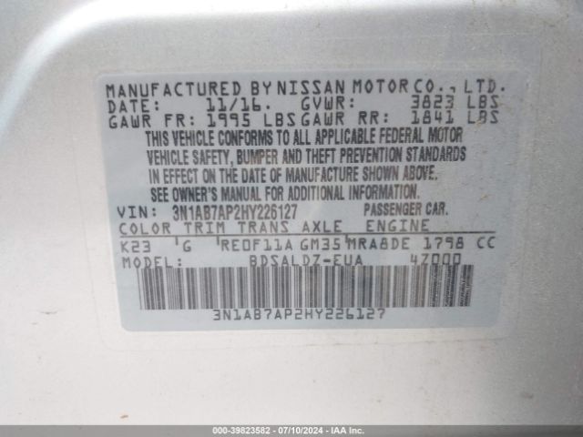 Photo 8 VIN: 3N1AB7AP2HY226127 - NISSAN SENTRA 