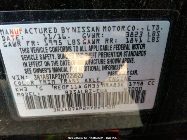 Photo 8 VIN: 3N1AB7AP2HY229920 - NISSAN SENTRA 