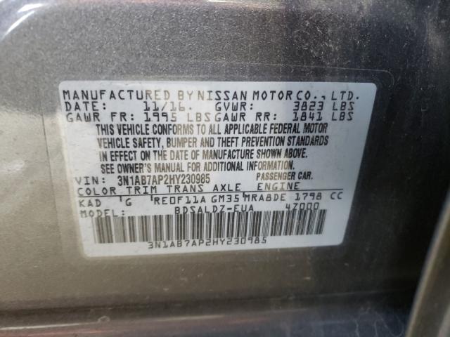 Photo 9 VIN: 3N1AB7AP2HY230985 - NISSAN SENTRA S 