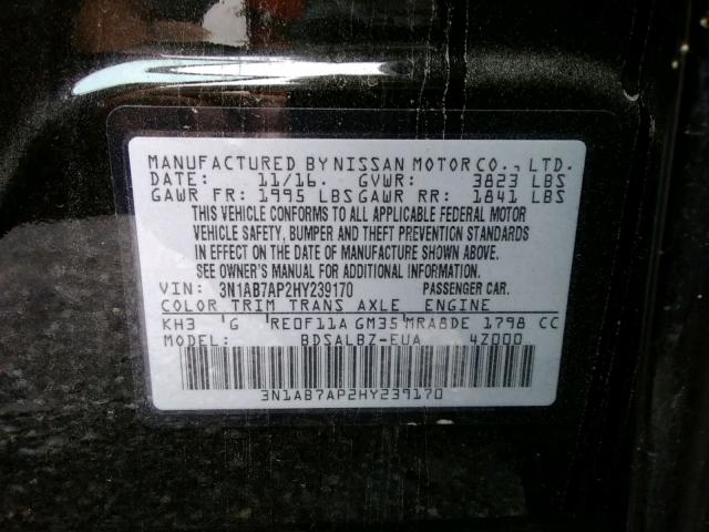 Photo 9 VIN: 3N1AB7AP2HY239170 - NISSAN SENTRA S 