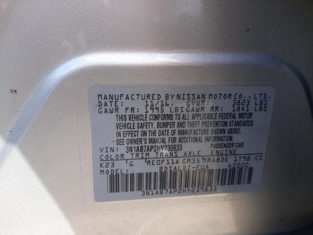 Photo 9 VIN: 3N1AB7AP2HY239833 - NISSAN SENTRA S 